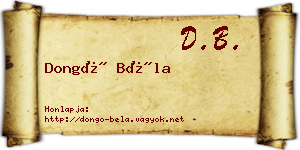 Dongó Béla névjegykártya